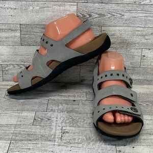 Rockport Ridge 3 Band Sling Taupe Strappy Slingback Sandals CCH23TP Women Sz 10M